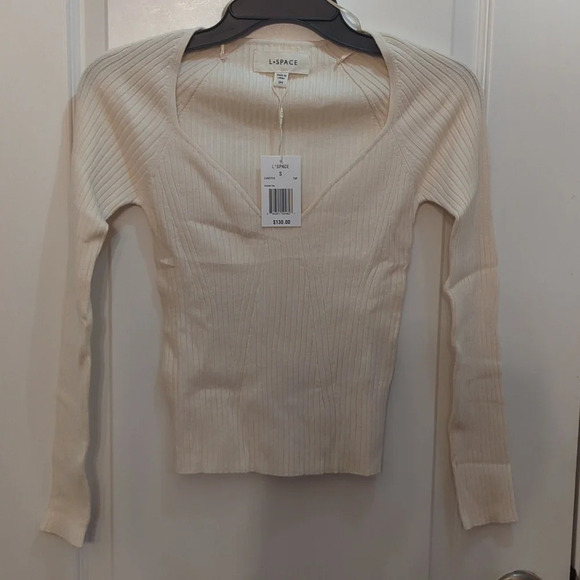 L space women's ribbed viscose long sleeve camryn top - Picture 2 of 8